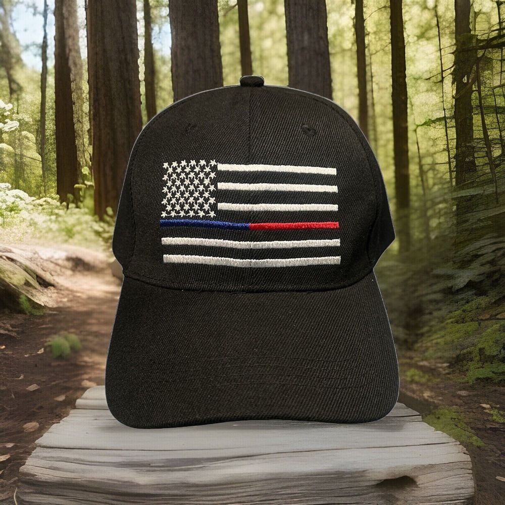 RR Headware Blue Line Red Line US Flag Adjustable Hat Police Fire NWT OSFM
